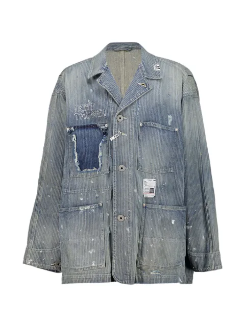 Maison MIHARA YASUHIRO Chore stripe-pattern paint-splatter denim jacket Blue J16BL127