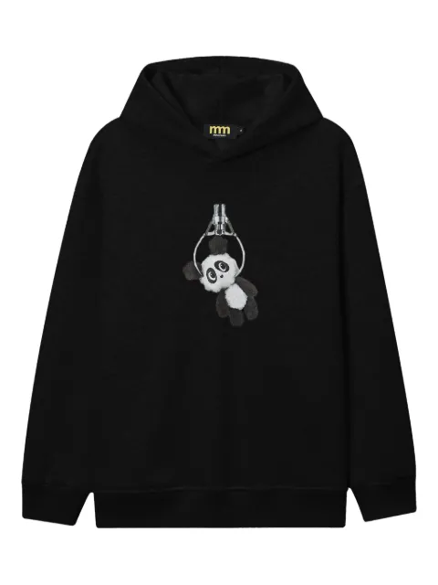 Mini Cream appliqué hooded sweater Black 5WM512A