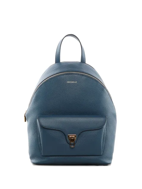Coccinelle front-pocket leather backpack Blue E1TFK140201