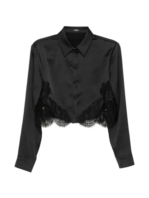 Versace lace-trim satin crop shirt Black 10226311A12921