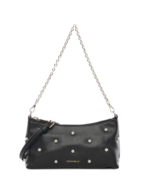 Coccinelle pearl-detail chain-strap shoulder bag Black E5UHG550101