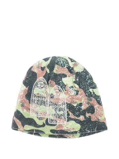 Who Decides War Flame camouflage embroidered beanie hat Green 1341510030FW25