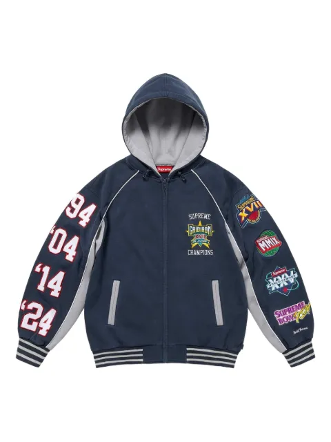 Supreme Playoffs zip -up hooded sweater Blue SU26595