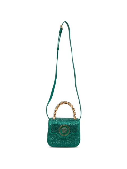 Versace La Medusa embellished satin mini bag Green 10030161A06487
