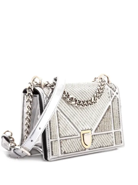 Christian Dior Pre-Owned Diorama Flap Bag Beaded Leather Small shoulder bag Silver YUEWKPSYKGI1F6BK