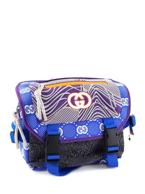 Gucci Pre-Owned Buckle Flap Chest Strap GG Fabric with Rubber backpack Blue 64D4XV1X6DKKDLIM