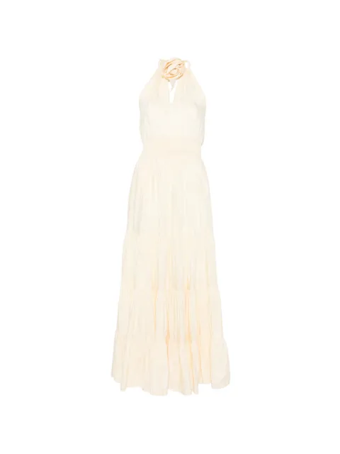 SANDRO floral neck linen maxi dress Neutrals SFPRO04877