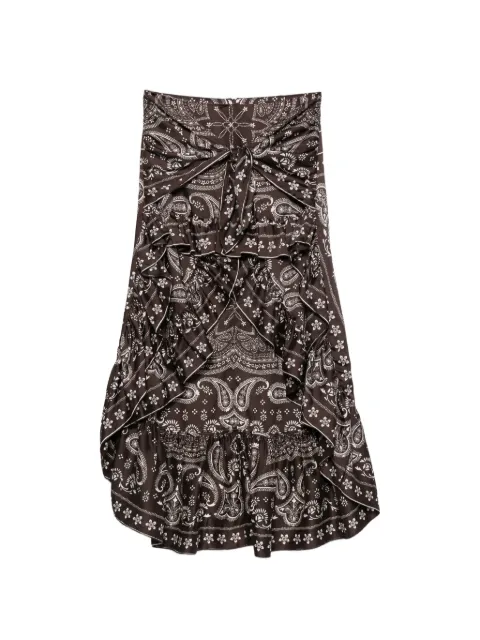 SANDRO bandana print hi-low skirt Brown SFPJU01653