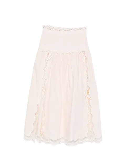 SANDRO maxi cotton skirt with trim Pink SFPJU01645