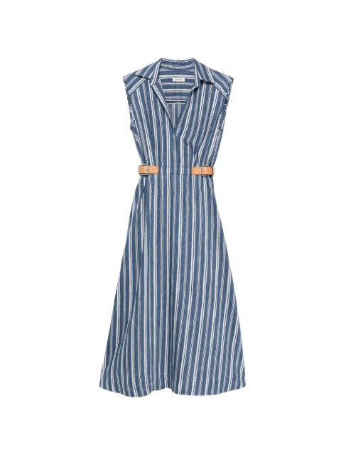 SANDRO striped maxi dress with leather tab Blue SFPRO04847