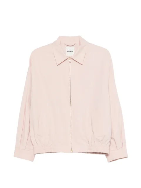SANDRO wide cotton linen zip jacket Pink SFPBL01335