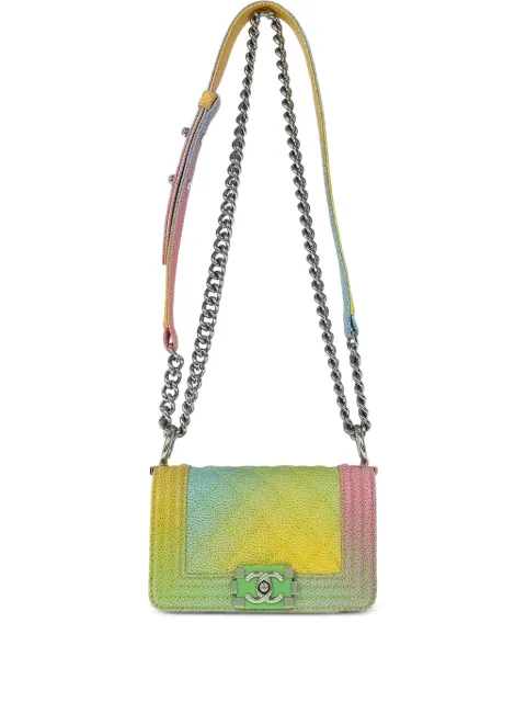 CHANEL Pre-Owned 2017 mini Boy caviar-leather shoulder bag Yellow 134696