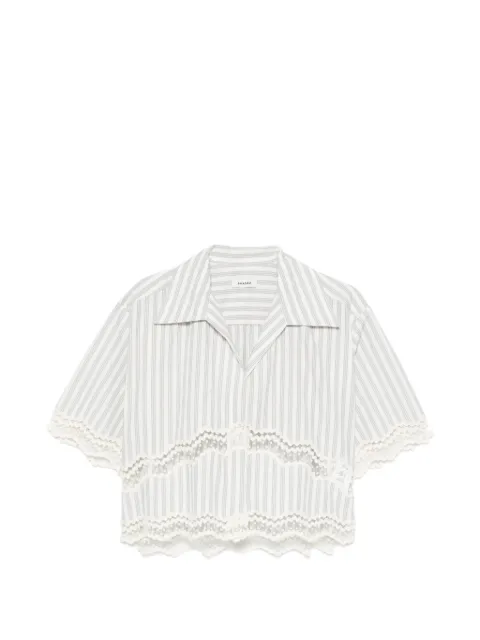 SANDRO cropped striped cotton shirt Neutrals SFPCM01645