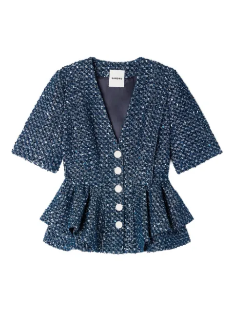 SANDRO sequinned peplum top Blue SFPVE01282