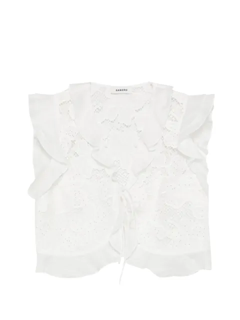 SANDRO guipure lace crop top White SFPTO00942