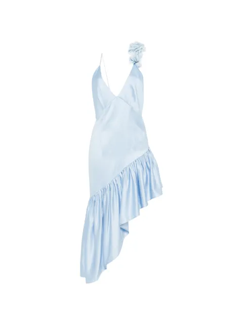 SANDRO flower detail asymmetrical ruffled dress Blue SFPRO04876