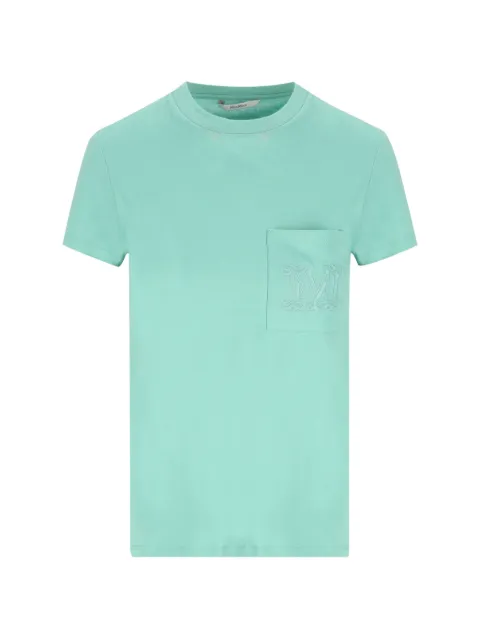 Max Mara chest-pocket embroidered-logo T-shirt Green 2611941022600