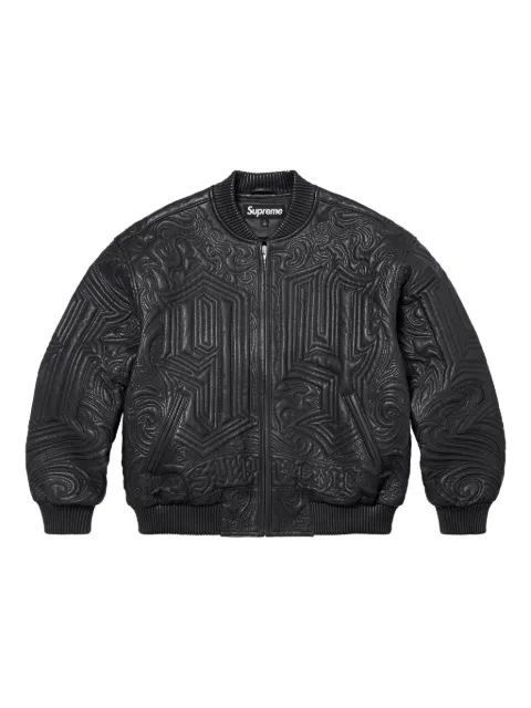 Supreme embroidered leather jacket Black SU26542