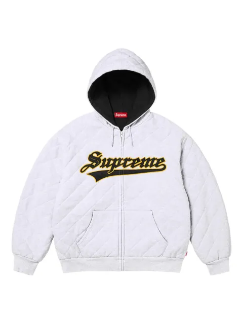 Supreme quilted zip hooded sweater Grey SU26466