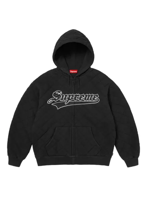 Supreme quilted zip hooded sweater Black SU264
