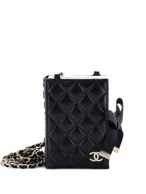 CHANEL Pre-Owned CC Book Card Holder with Chain Quilted Lambskin crossbody bag Black QP5GSDAMBY7DG9DW