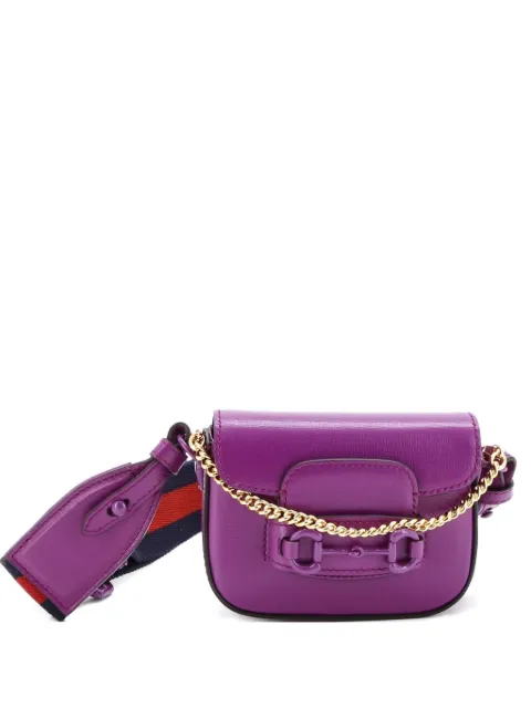 Gucci Pre-Owned Horsebit 1955 Flap Wallet with Strap Leather crossbody bag Purple N00EVHQTV9NG1GWO