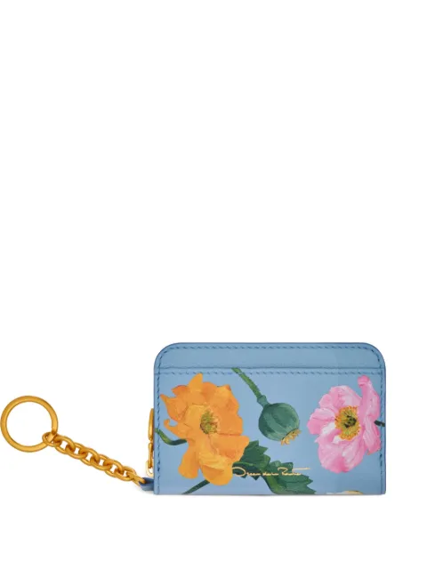 Oscar de la Renta poppy-printed keychain wallet Blue 00NHS0062POPBUE