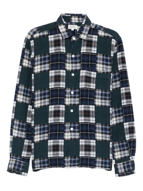 HARTFORD patchwork checked shirt Blue BE20027