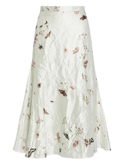 ERDEM printed-detail A-line midi skirt Neutrals PS26S17R51159002TEXTUREDSATIN