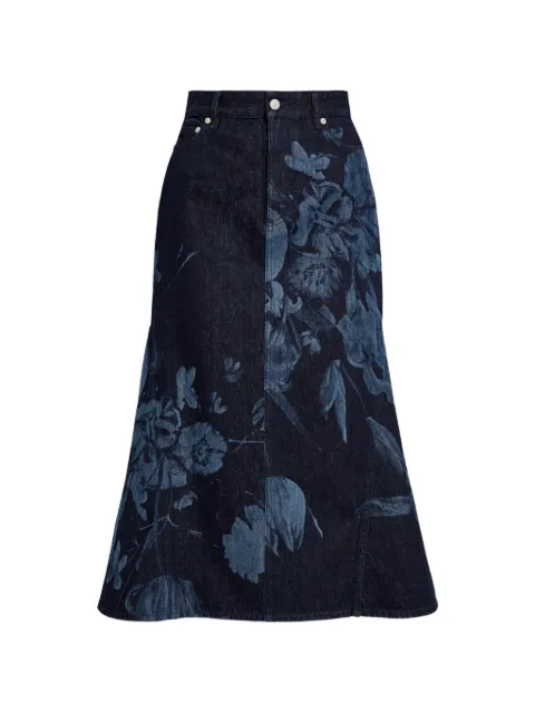 ERDEM floral-print midi skirt Blue PS26DES560064009