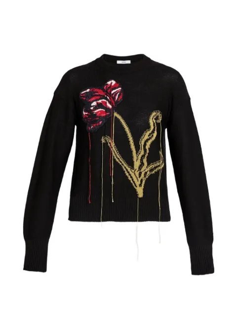 ERDEM floral-intarsia crew-neck sweater Black PS26KT3630171000