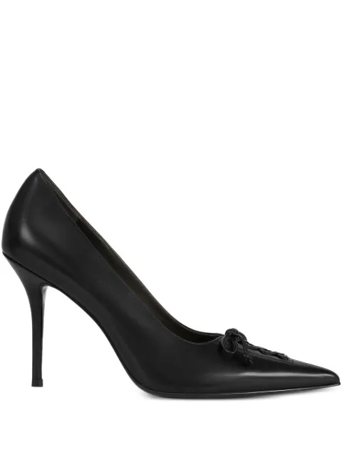 POTAMY 100mm pointed lace-up detail pumps Black PP01321CN01