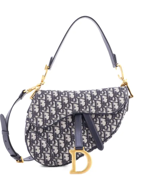 Christian Dior Pre-Owned Saddle Handbag with Strap Oblique Canvas Medium shoulder bag Blue NNOFQHYMS04HQLWK