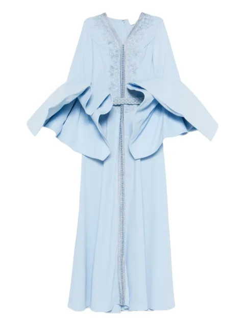 Reem Al Dhaheri ruffled embroidered maxi kaftan Blue SS202524