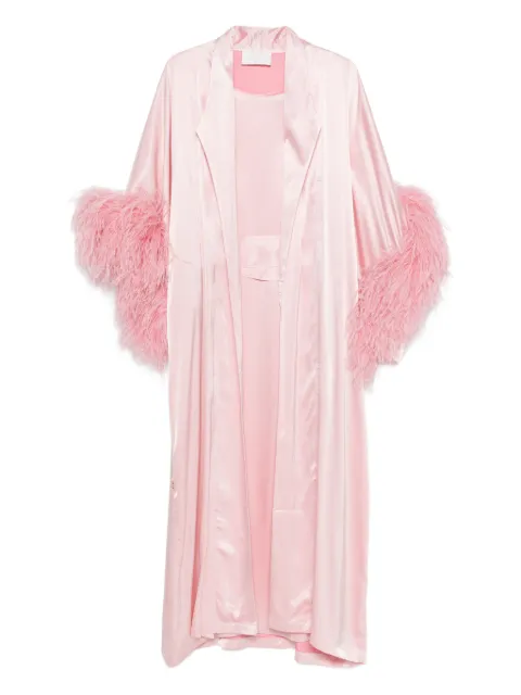 Reem Al Dhaheri feather-trim kaftan set Pink SS202522