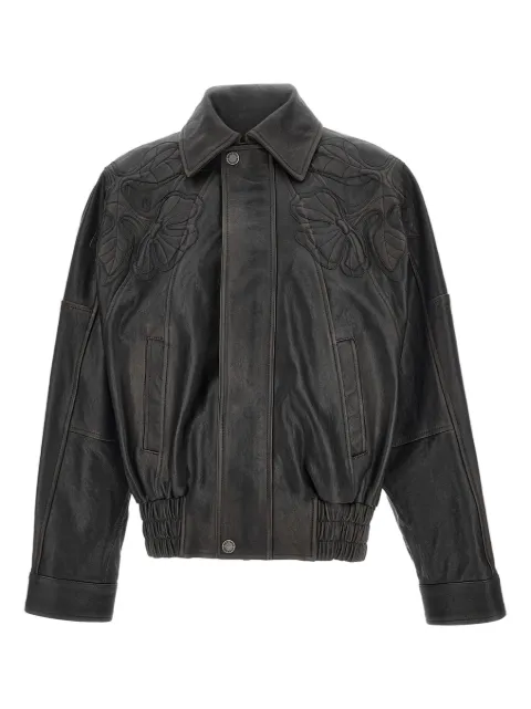 Golden Goose bomber jacket in nappa leather with floral embroidery Brown GWP02560P002300
