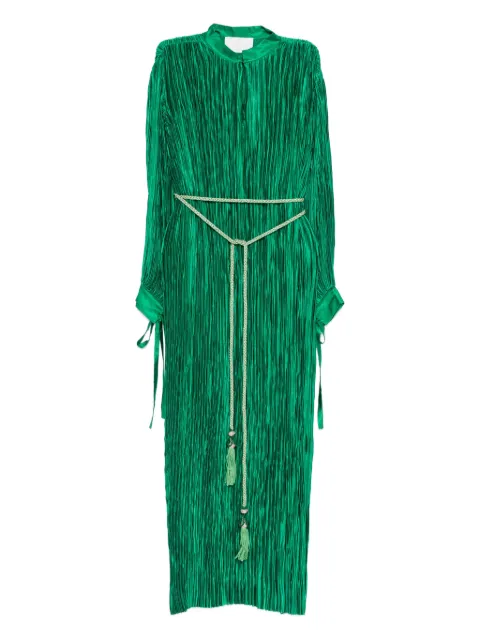 Reem Al Dhaheri pleated belted maxi dress Green SS202521