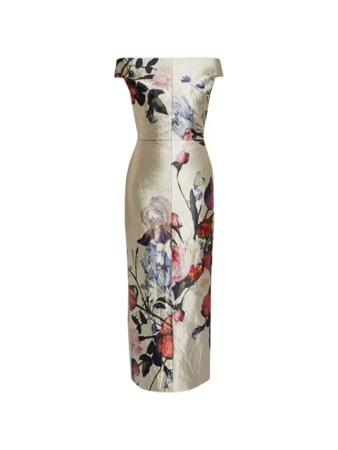 ERDEM floral-print satin maxi dress Neutrals PS26G5951351006
