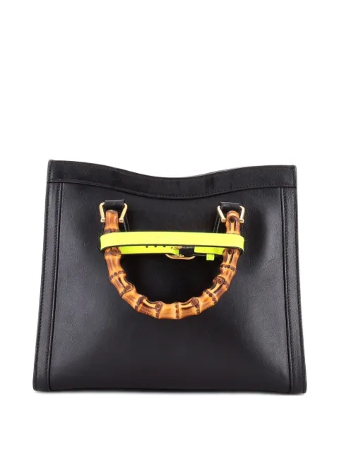 Gucci Pre-Owned Diana NM Bamboo Handle Leather Small tote bag Black 4J9KMQ2P1U6XHVO5