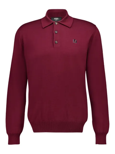 FENDI long-sleeve logo polo shirt Red FZC167AU84