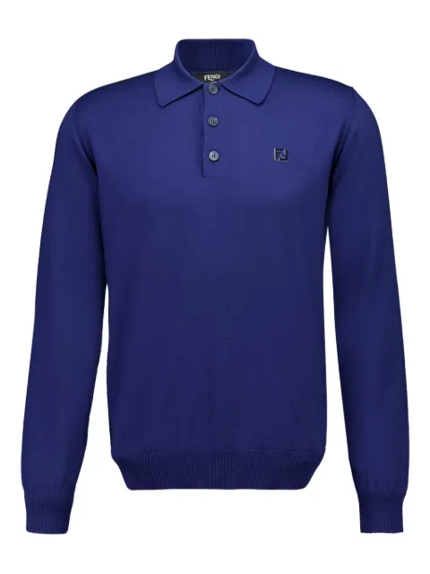 FENDI long-sleeve polo shirt Blue FZC167AU84