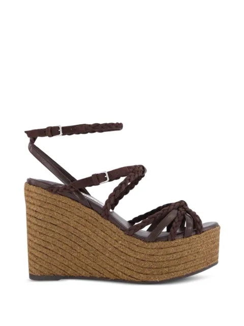 Jimmy Choo Nyra 100 braided leather wedge sandals Brown NYRA100ZKN
