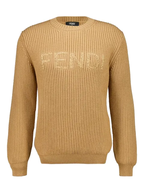 FENDI logo-embroidered sweater Brown FZX091AW0C