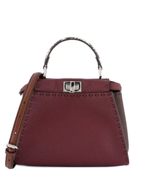 FENDI Peekaboo top-handle leather tote bag Red 8BN244AWP3F1VFE