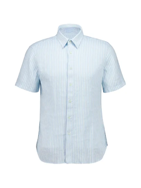 120% Lino striped short-sleeve shirt Blue 33ALIM1PKBG445000