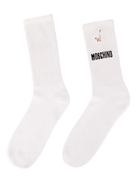 Moschino Goose embroidered-logo socks White A34010298