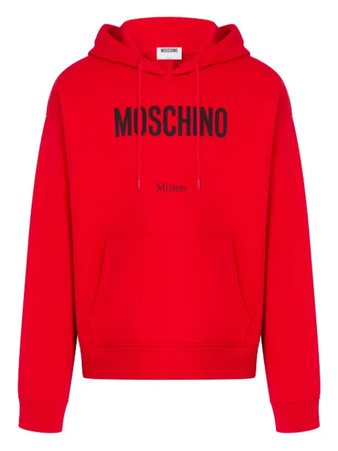 Moschino logo-detail cotton hoodie Red A17080228