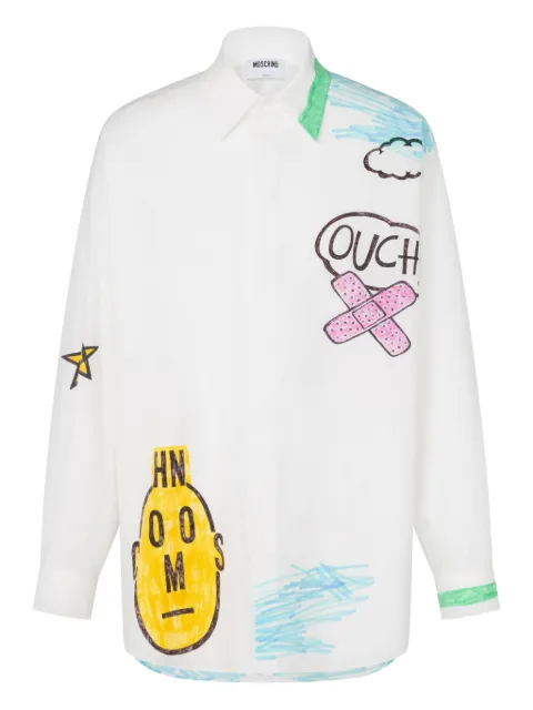 Moschino printed cotton poplin shirt White A02390268