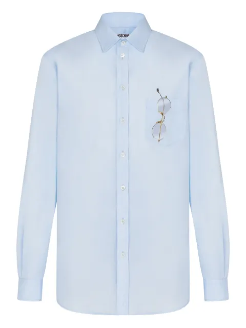 Moschino glasses-print cotton shirt Blue V02290235