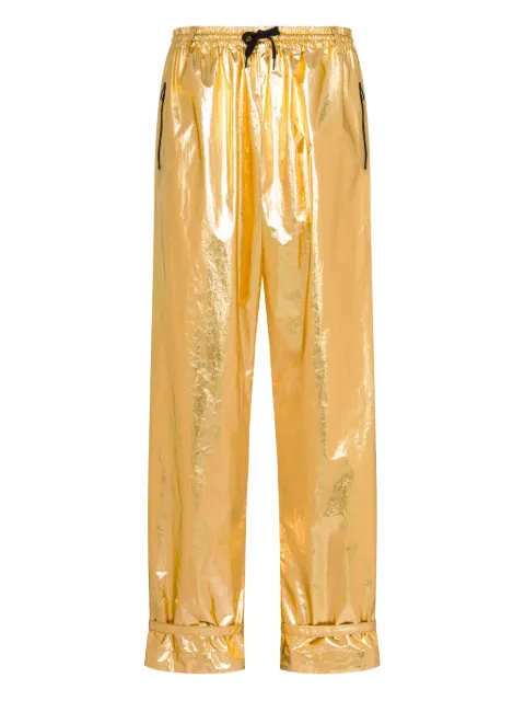 Moschino laminated cotton muslin trousers Gold A03370251